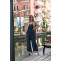 Teal kleur cami jumpsuit met wijde pijpen